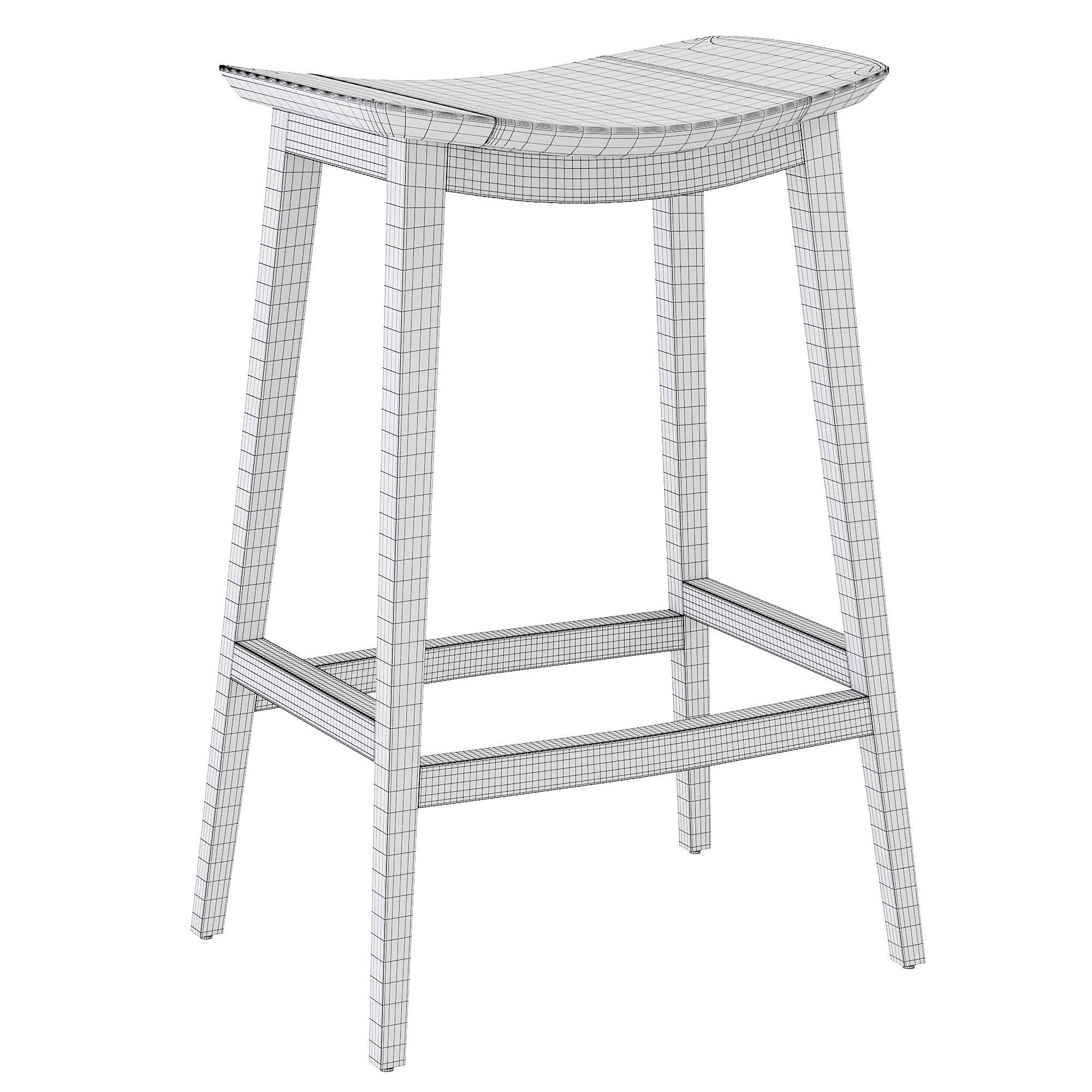 CURVED WALNUT COUNTER STOOL by baker 3D model_5