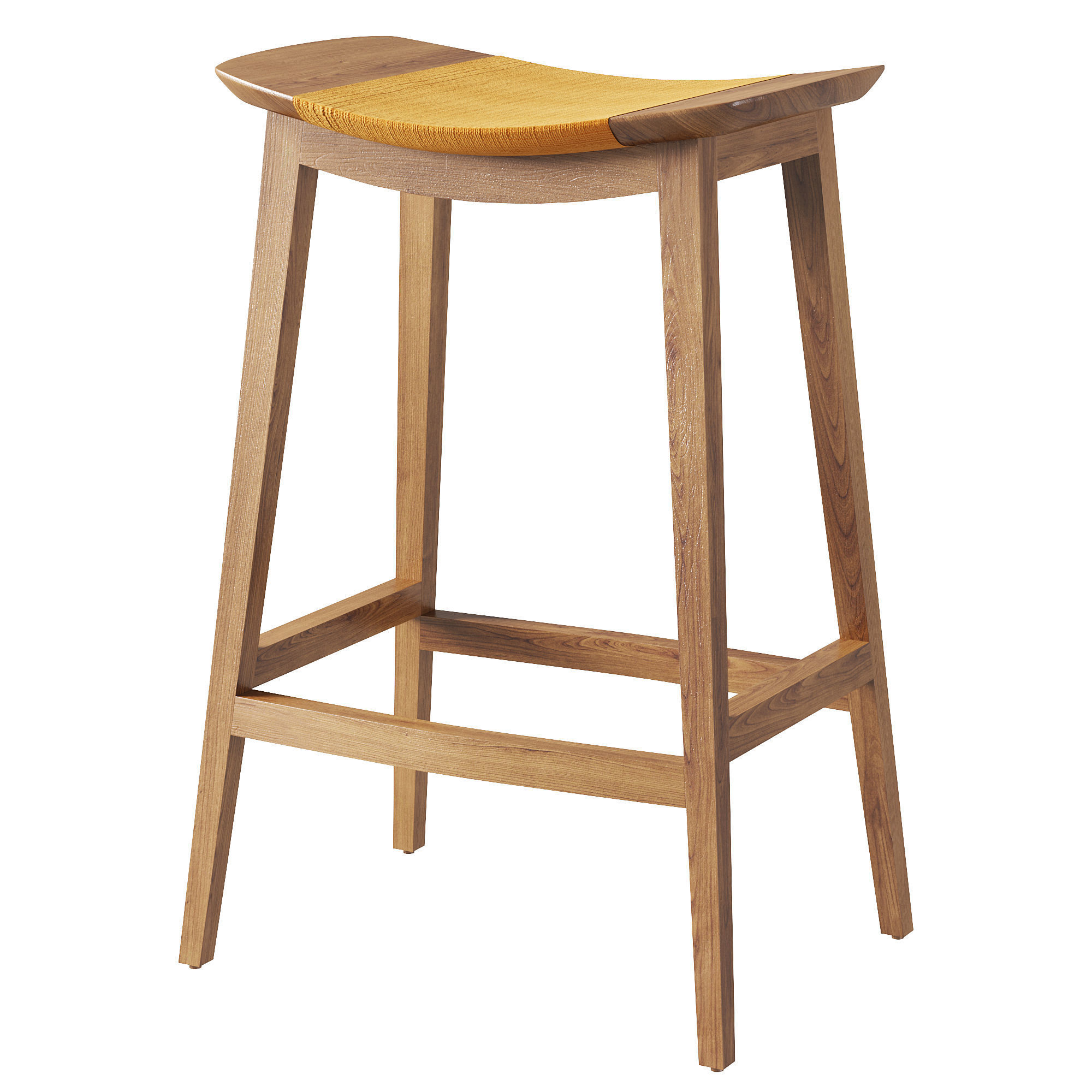 CURVED WALNUT COUNTER STOOL by baker 3D model_4