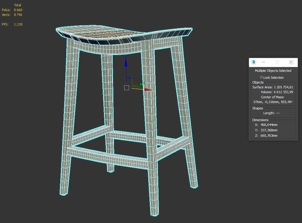 CURVED WALNUT COUNTER STOOL by baker 3D model_8