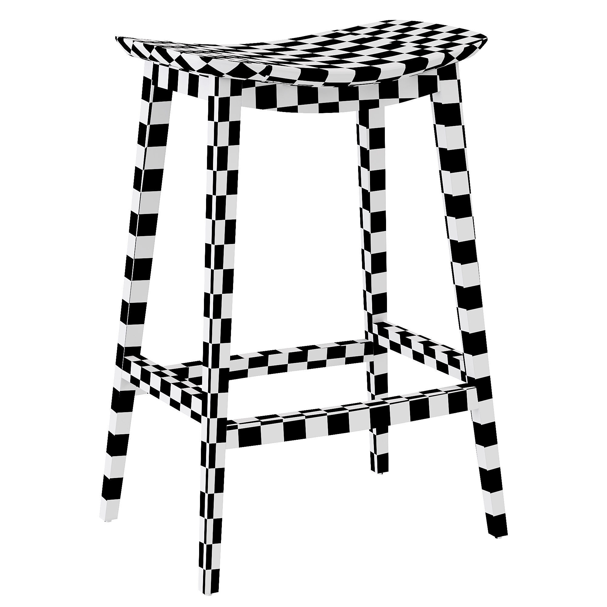 CURVED WALNUT COUNTER STOOL by baker 3D model_6