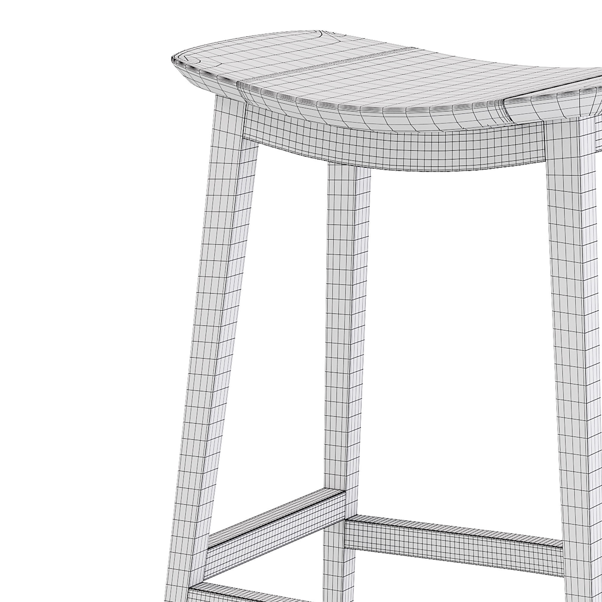 CURVED WALNUT COUNTER STOOL by baker 3D model_7