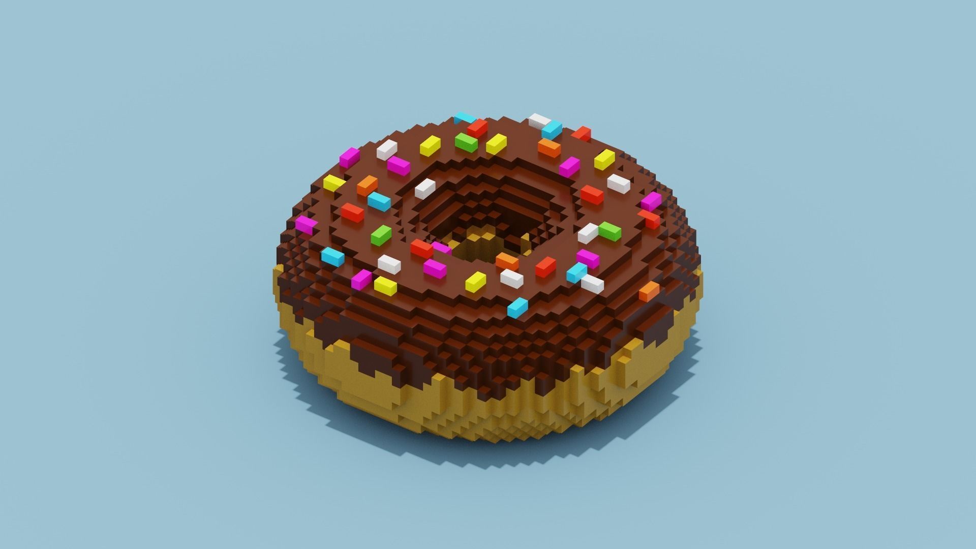 Chocolate Donut Low-poly 3D model_6