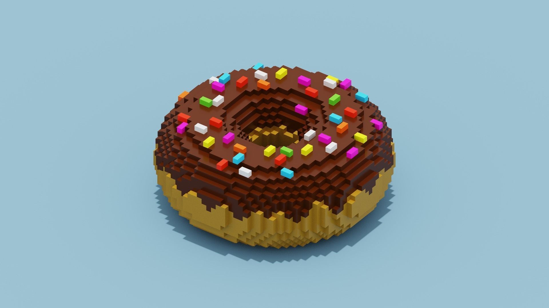Chocolate Donut Low-poly 3D model_9