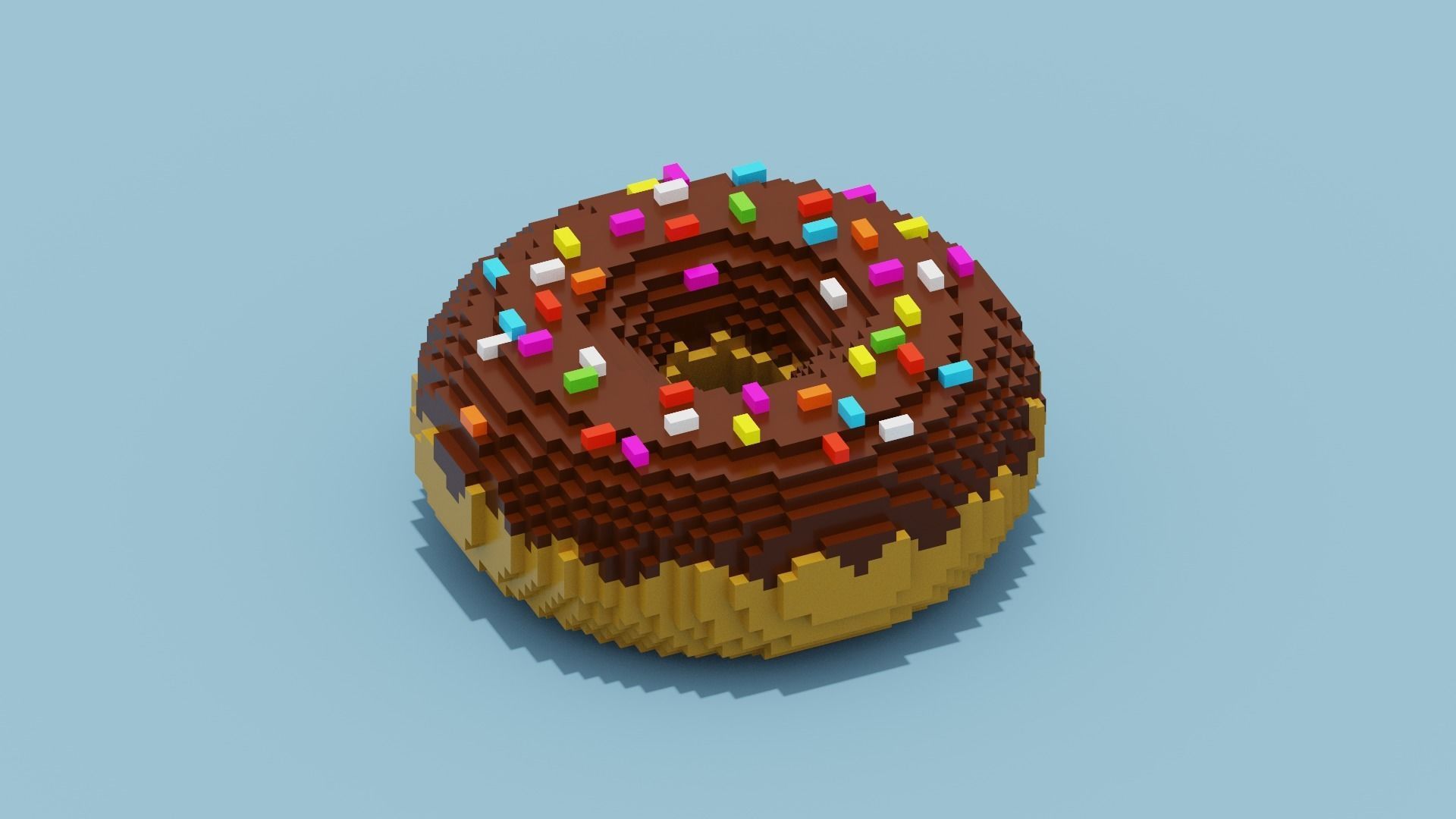Chocolate Donut Low-poly 3D model_8