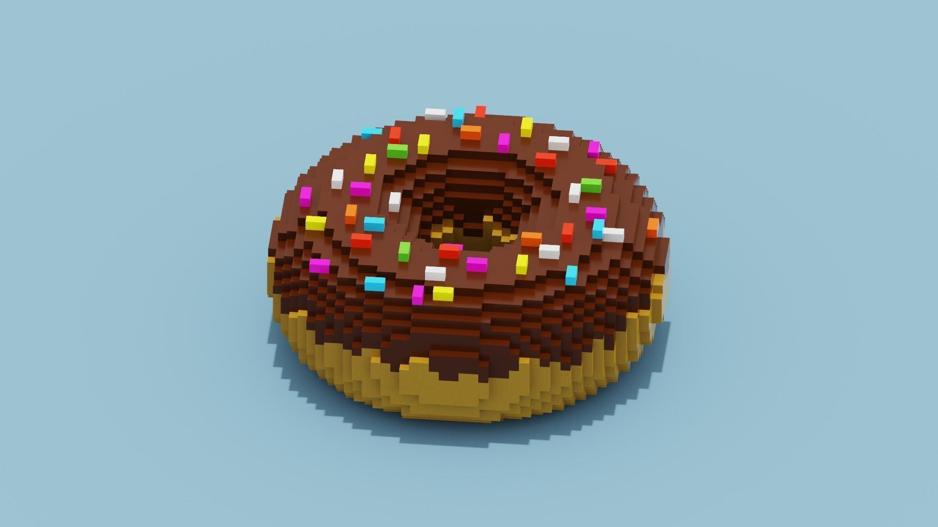 Chocolate Donut Low-poly 3D model_1