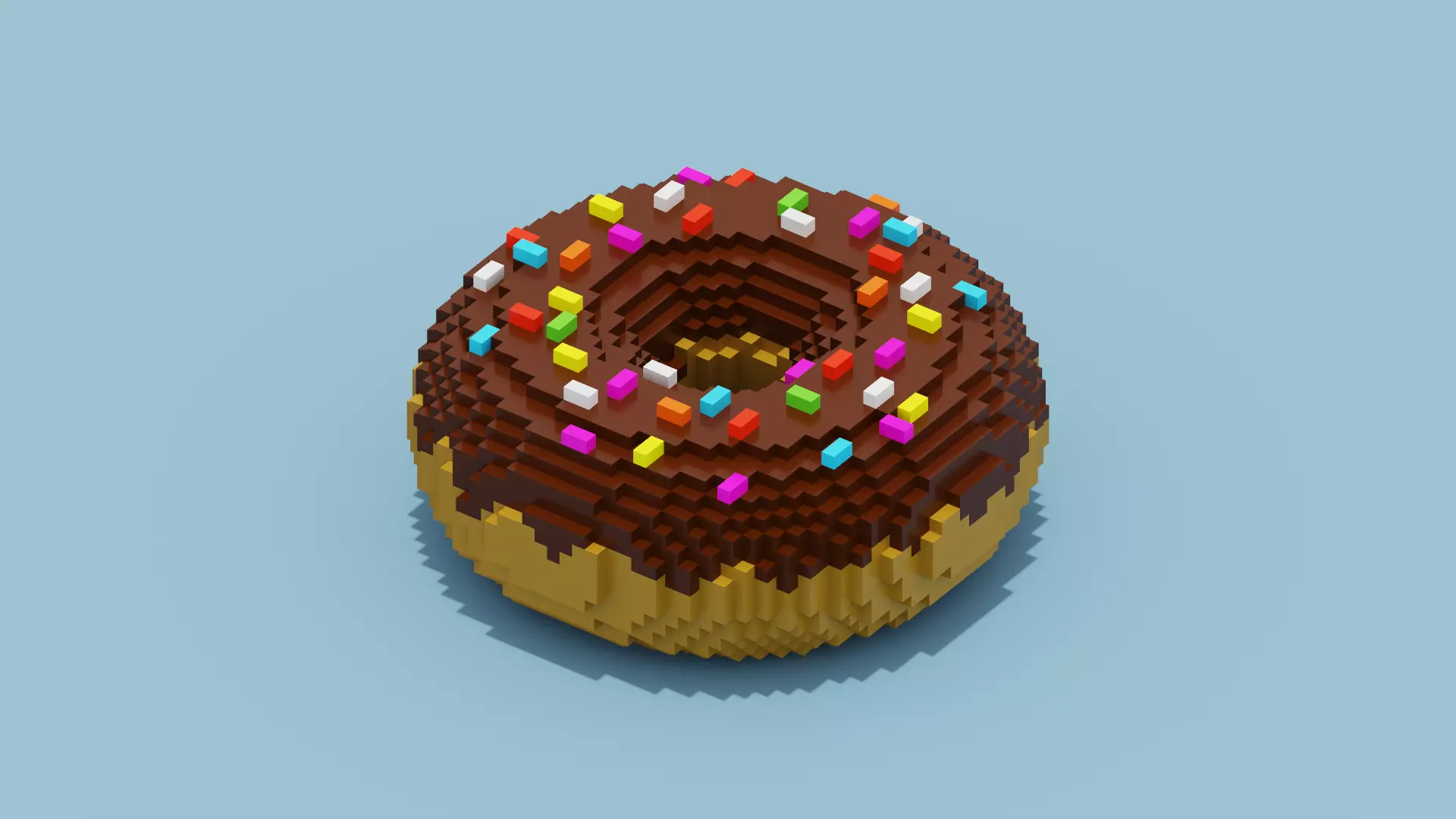 Chocolate Donut Low-poly 3D model_0
