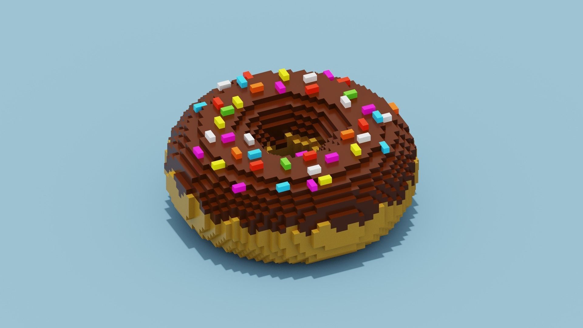 Chocolate Donut Low-poly 3D model_3