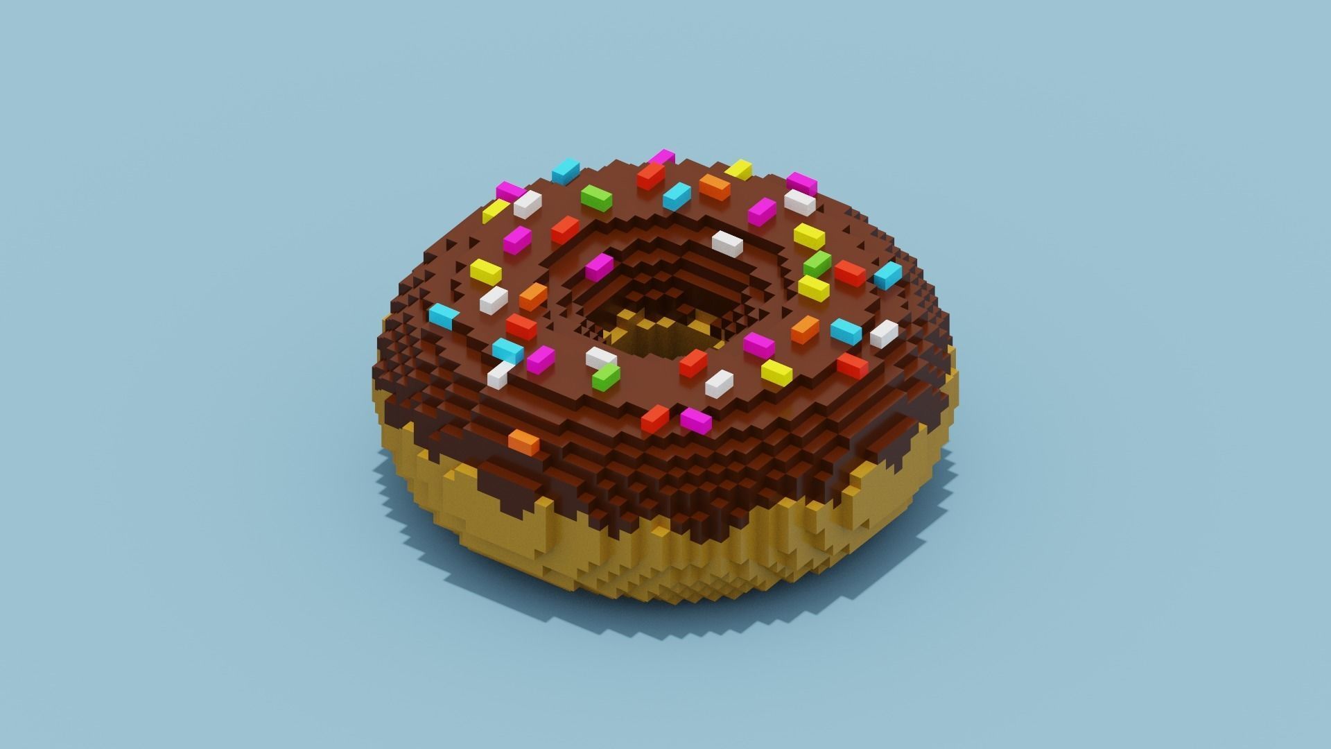 Chocolate Donut Low-poly 3D model_10