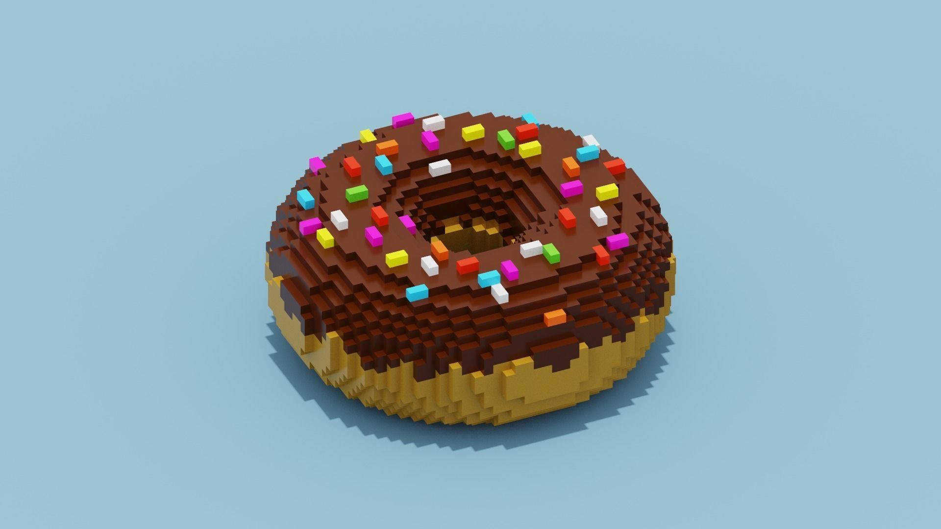 Chocolate Donut Low-poly 3D model_5