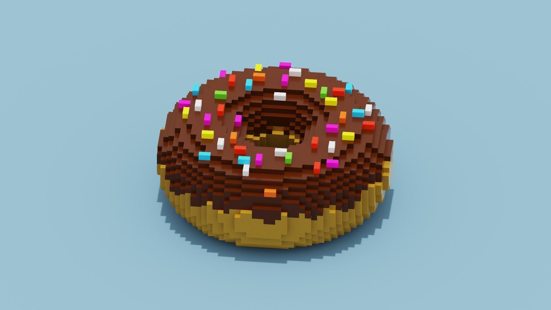 Chocolate Donut Low-poly 3D model_7