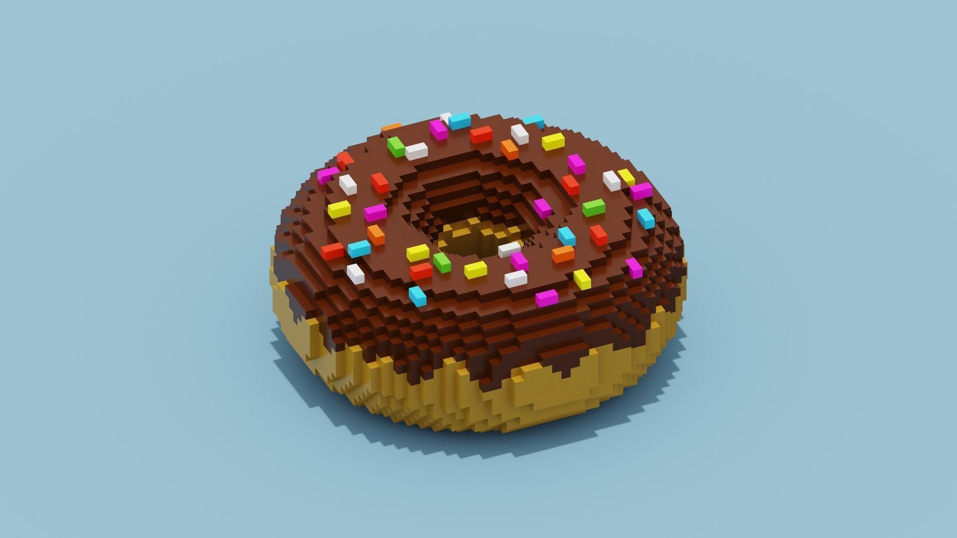 Chocolate Donut Low-poly 3D model_2