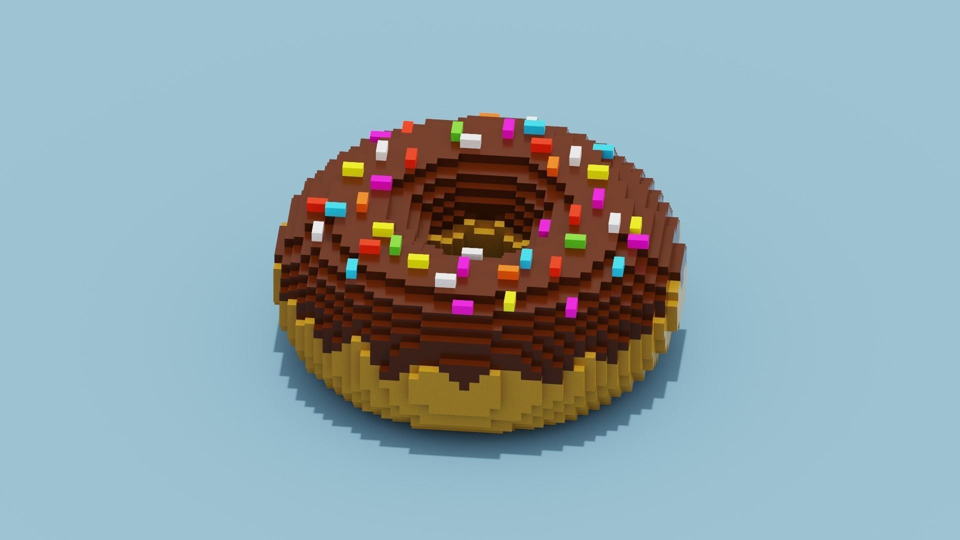 Chocolate Donut Low-poly 3D model_4
