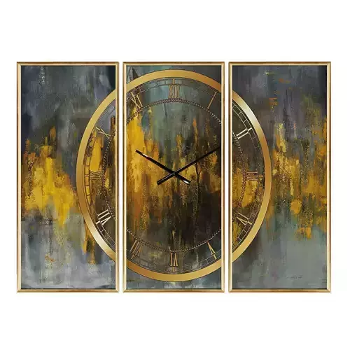 Pictures312 three wall clocks in gold Low-poly 3D model