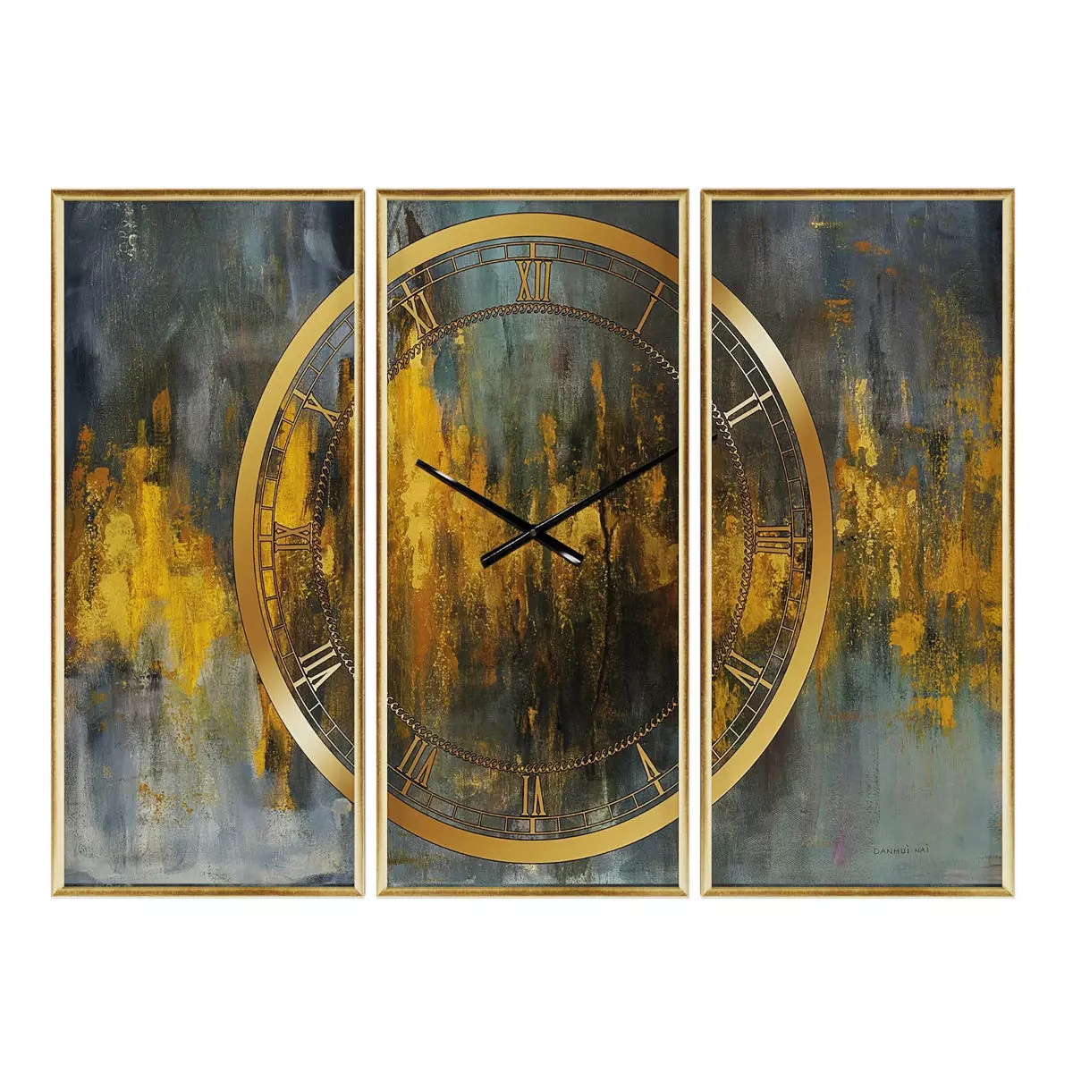 Pictures312 three wall clocks in gold Low-poly 3D model_0