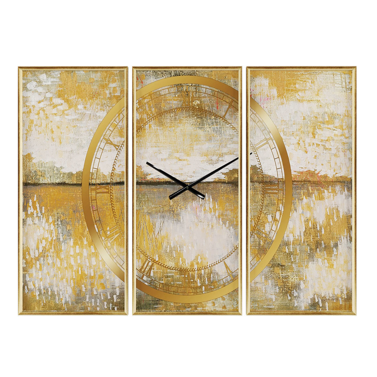 Pictures312 three wall clocks in gold Low-poly 3D model_1