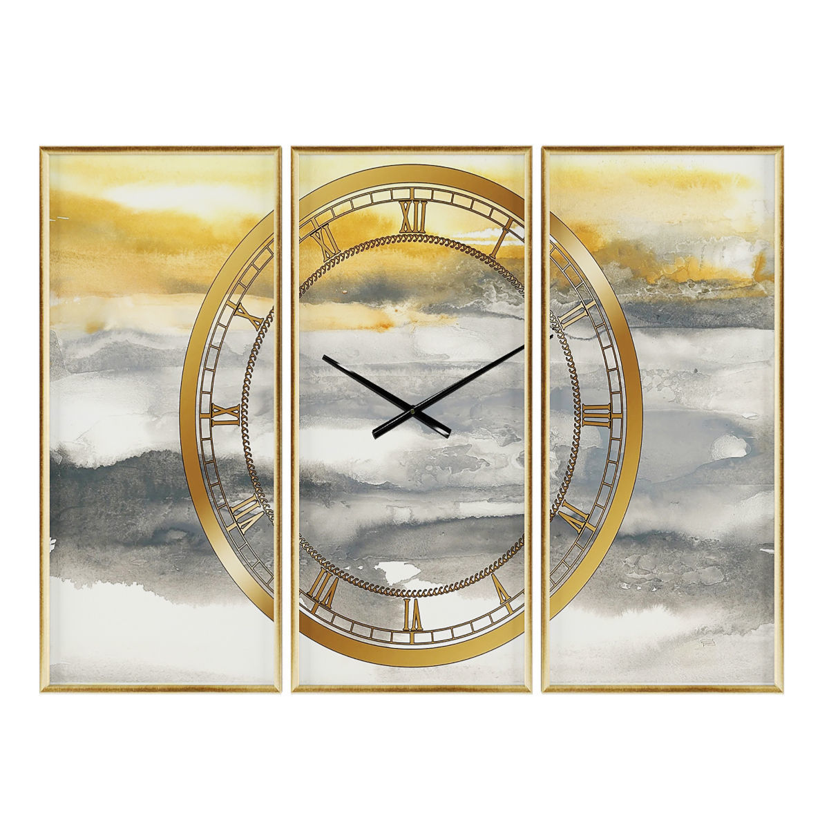 Pictures312 three wall clocks in gold Low-poly 3D model_2