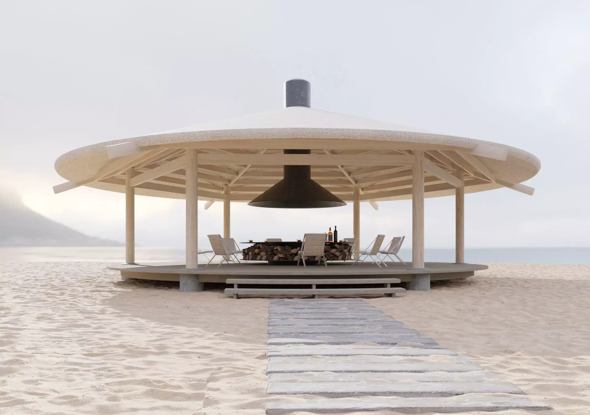 Beach gazebo 3D model_0
