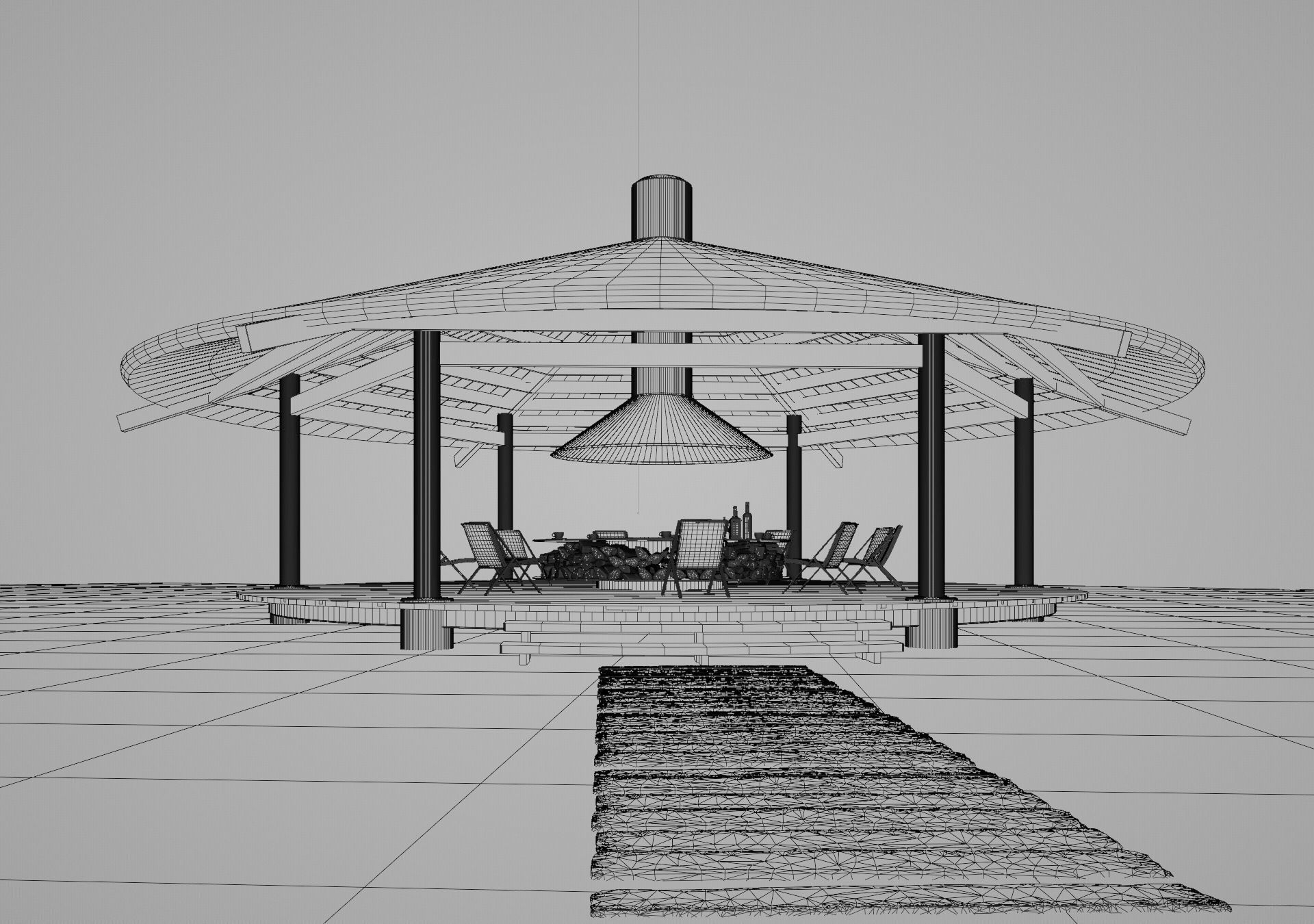 Beach gazebo 3D model_1