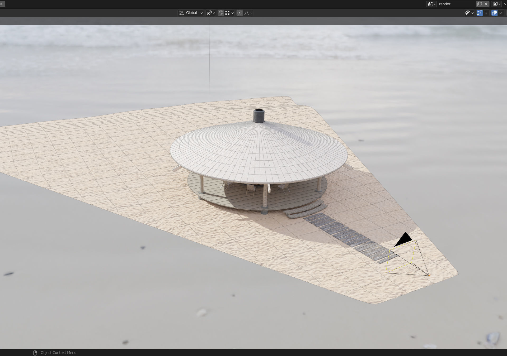 Beach gazebo 3D model_2