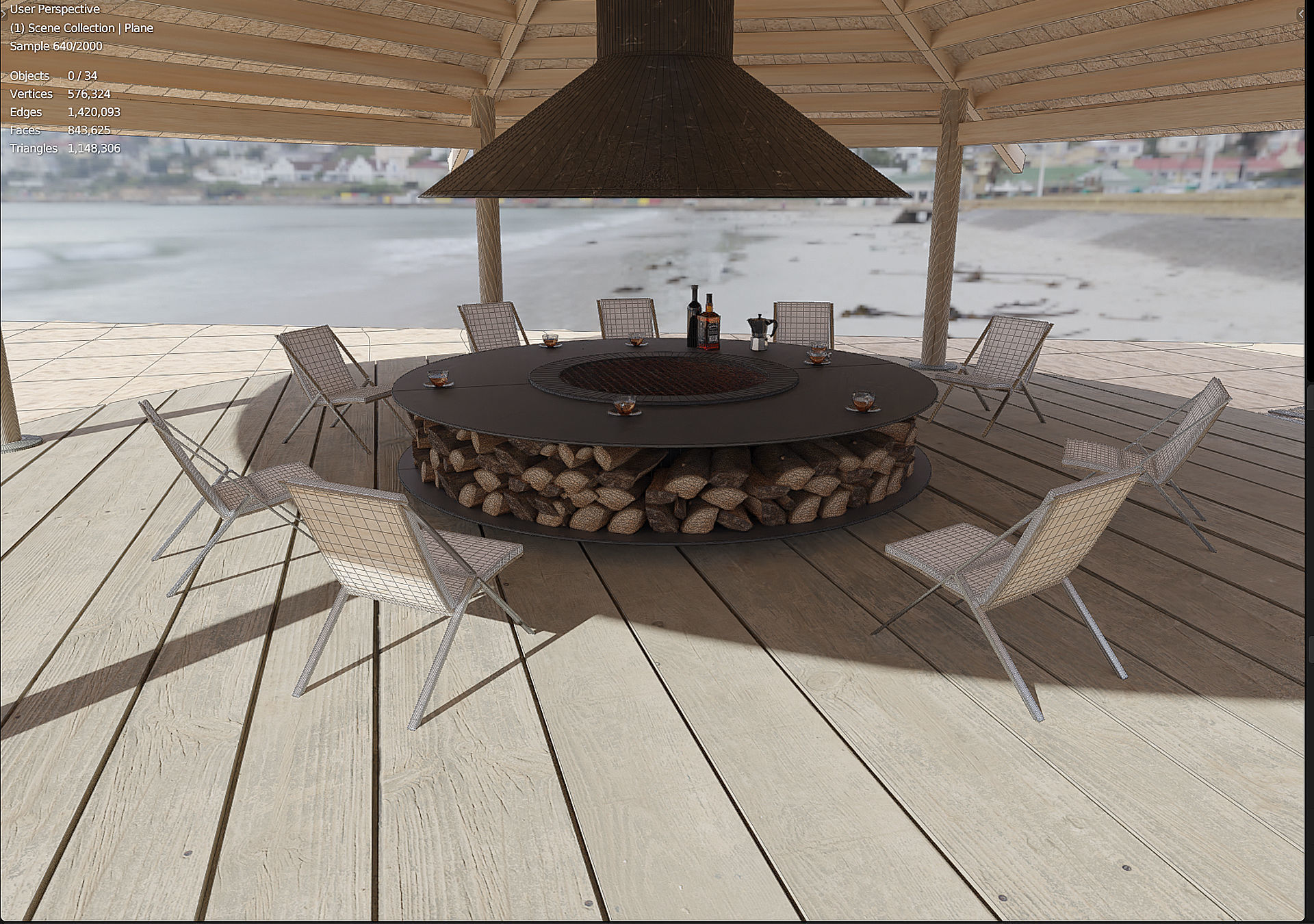 Beach gazebo 3D model_4