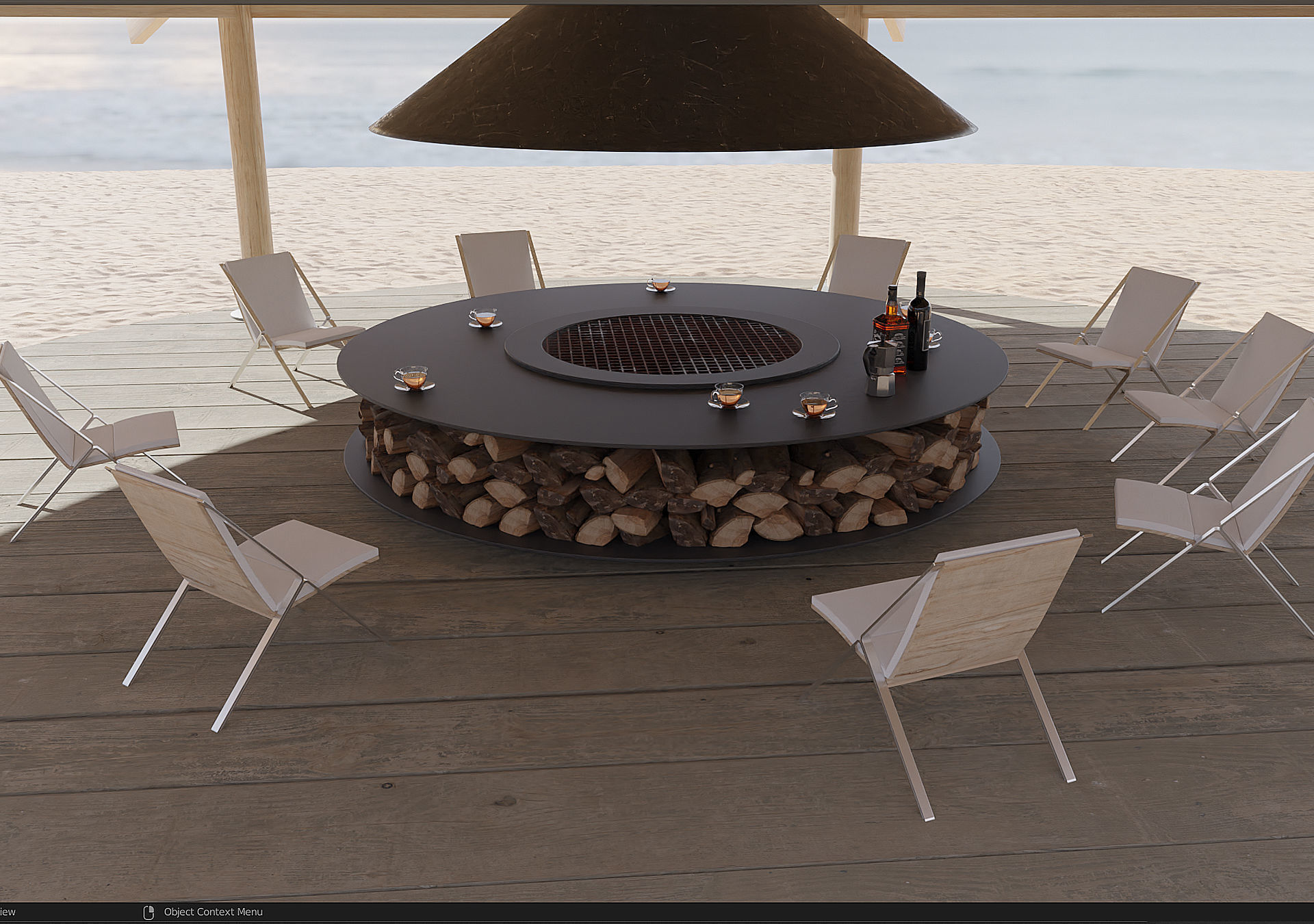 Beach gazebo 3D model_3