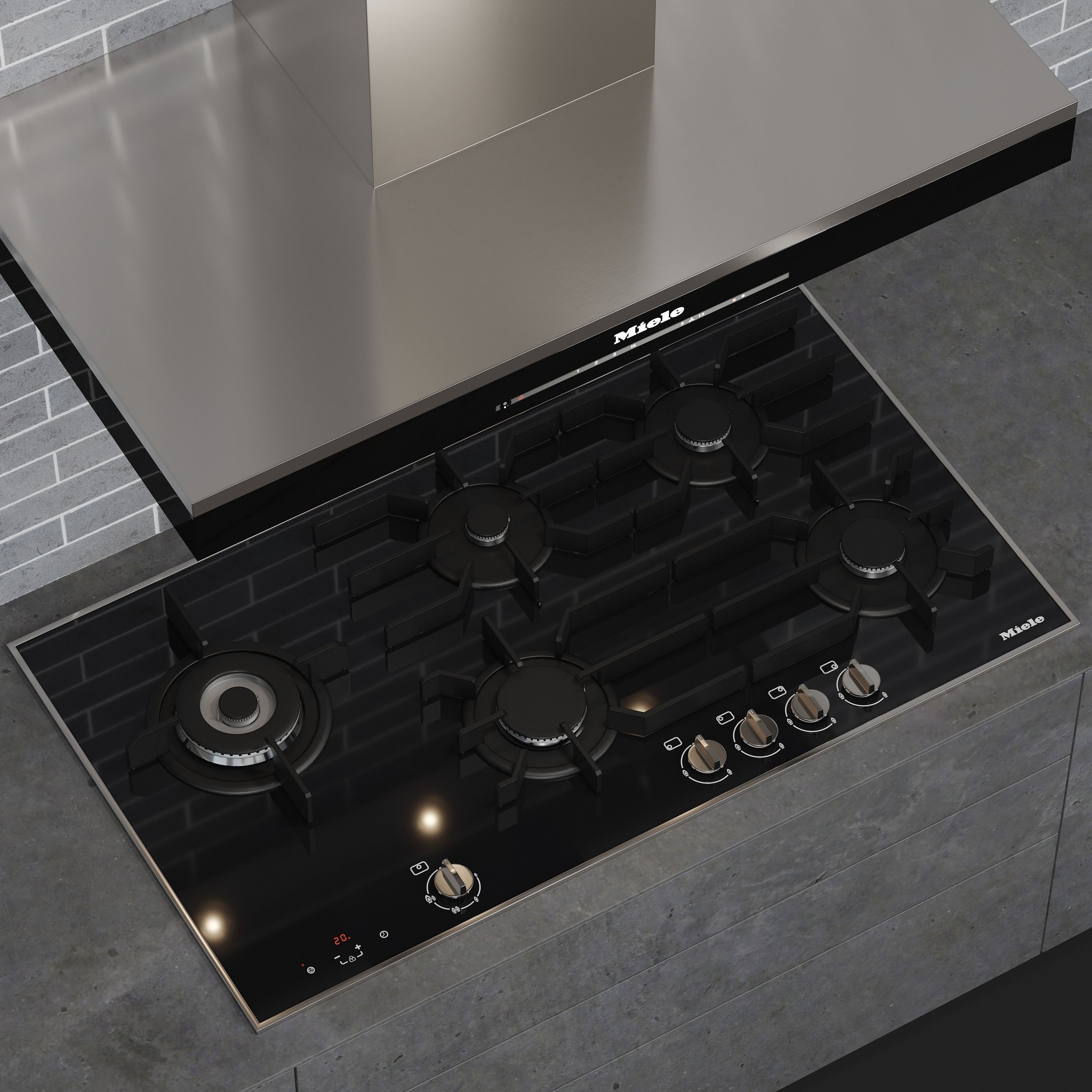 Miele Appliances Collection Gas Cooktop and Hood  3D model_1