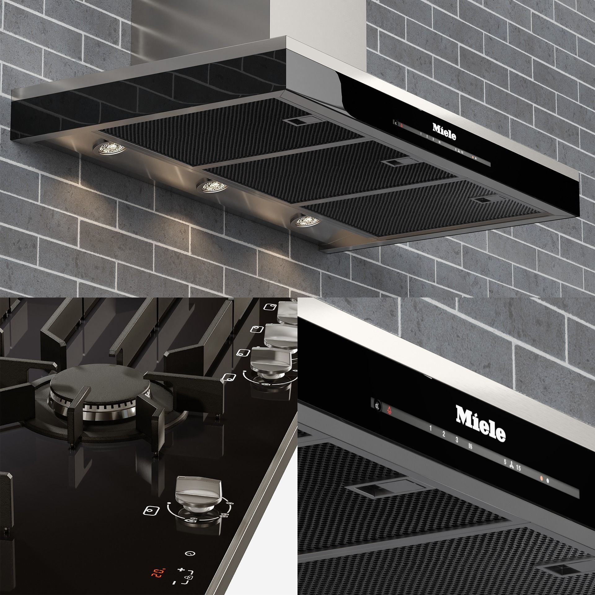 Miele Appliances Collection Gas Cooktop and Hood  3D model_5