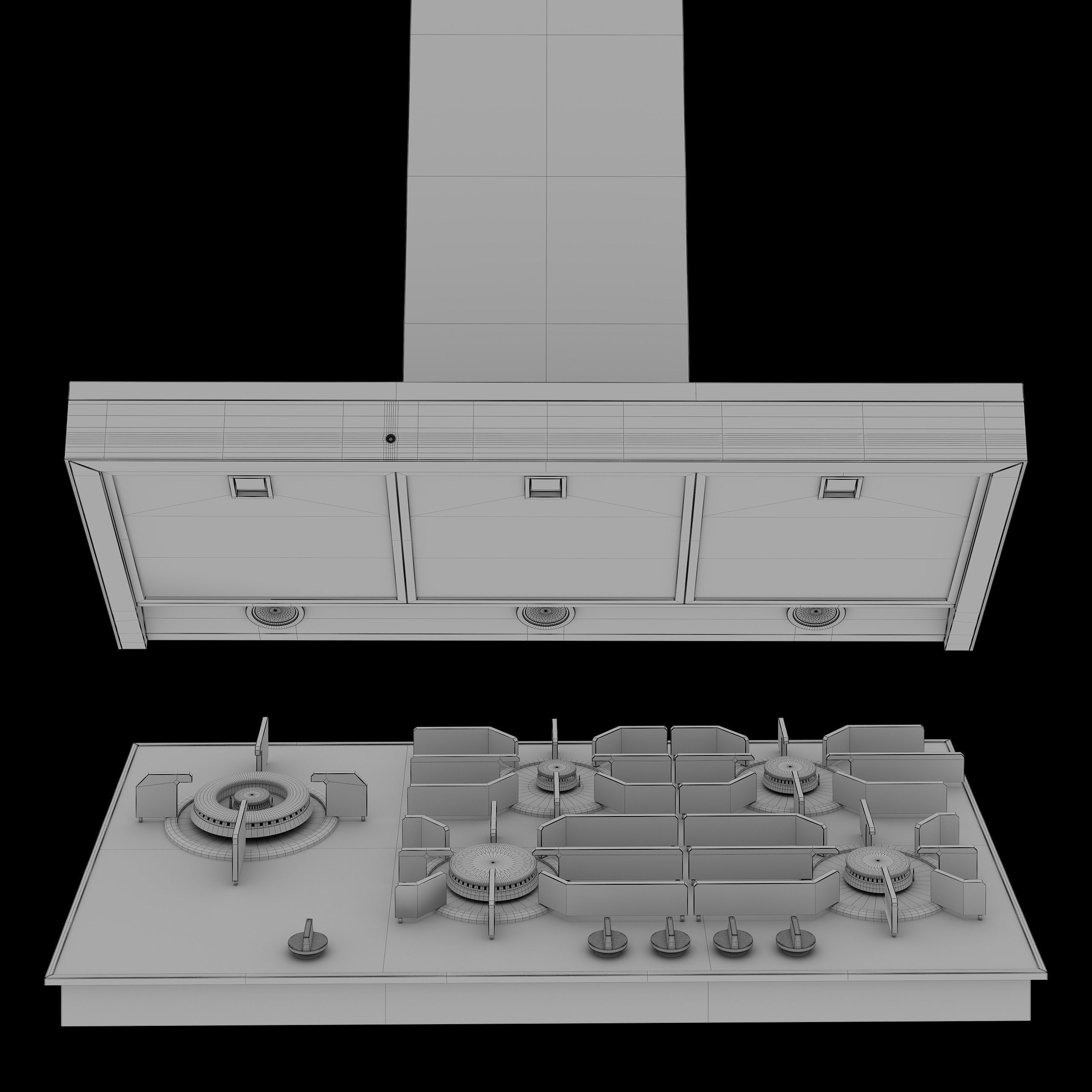 Miele Appliances Collection Gas Cooktop and Hood  3D model_7