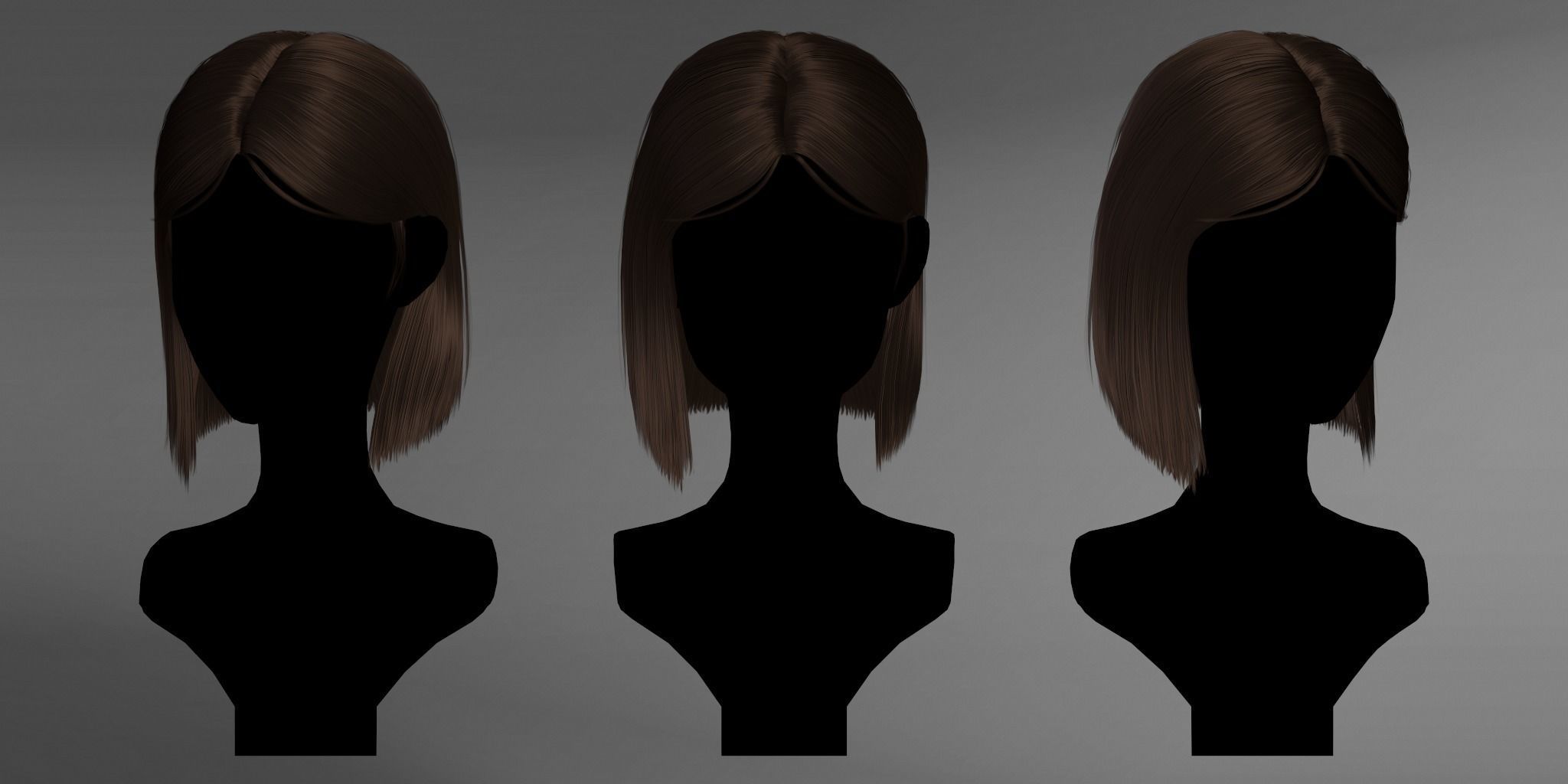 Game Hair - Stylized Female Hairstyle V9 Low-poly 3D model_1