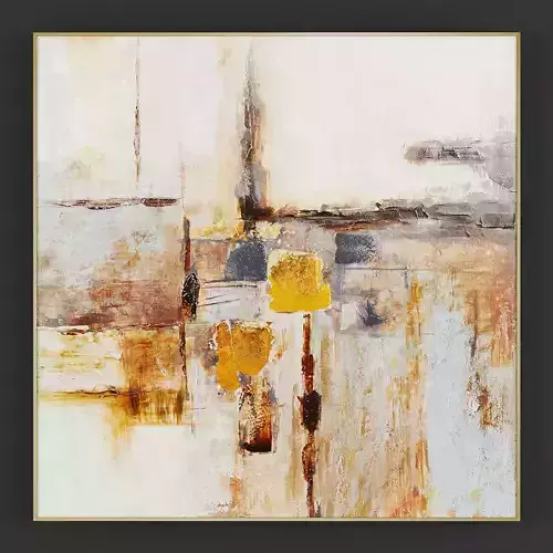 Pictures314 abstract painting in gold frame Low-poly 3D model