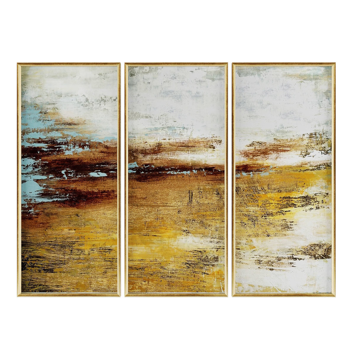 Pictures317 three abstract paintings in gold Low-poly 3D model_2