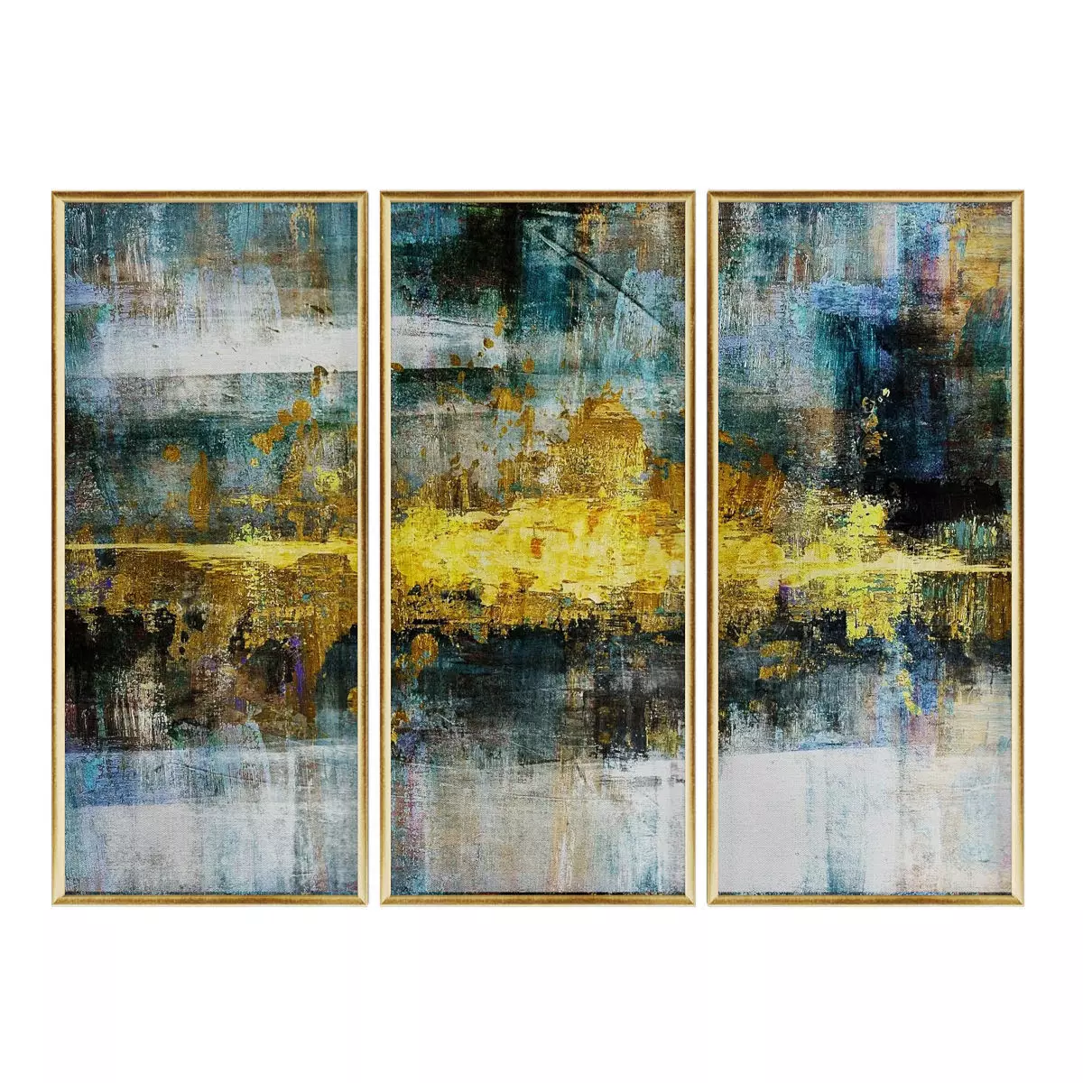 Pictures317 three abstract paintings in gold Low-poly 3D model_0