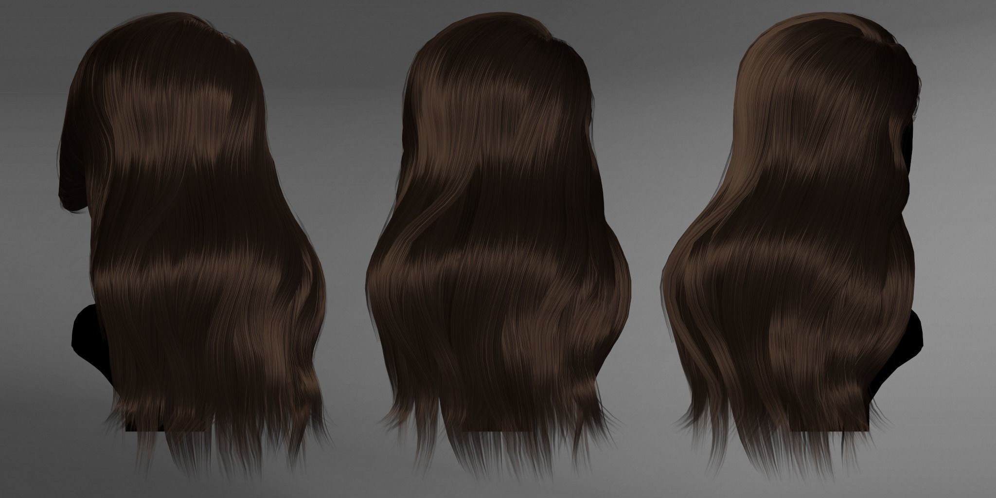 Game Hair - Stylized Female Hairstyle V10 Low-poly 3D model_2