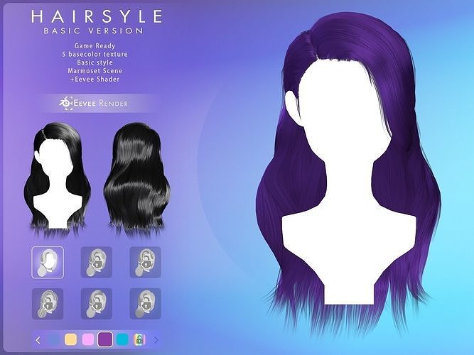 Game Hair - Stylized Female Hairstyle V10 Low-poly 3D model