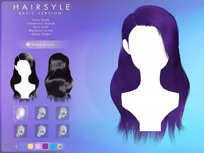 Game Hair - Stylized Female Hairstyle V10 Low-poly 3D model