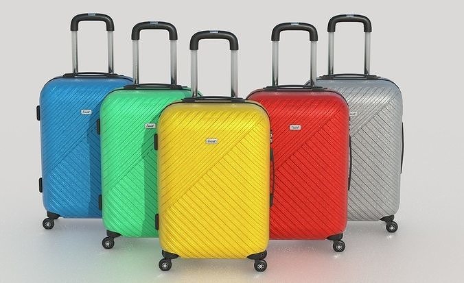 Suitcase 2 colorful suitcases on wheels Low-poly 3D model