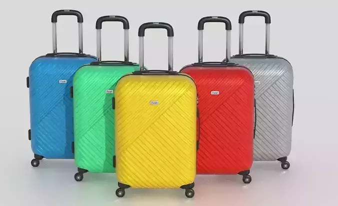 Suitcase 2 colorful suitcases on wheels Low-poly 3D model