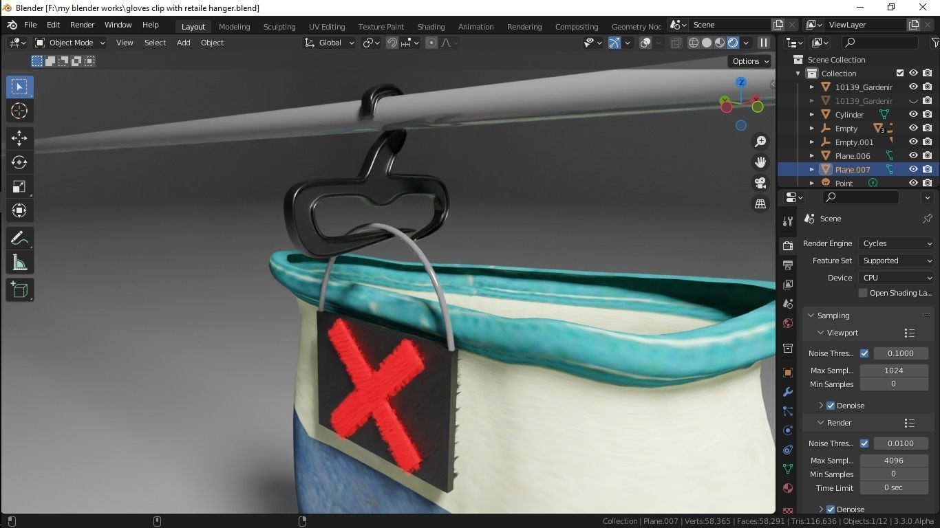 Gloves with Clips and Retail Hanger 3D model_2