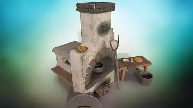 Stiltized baking oven PBR low-poly game ready Low-poly 3D model