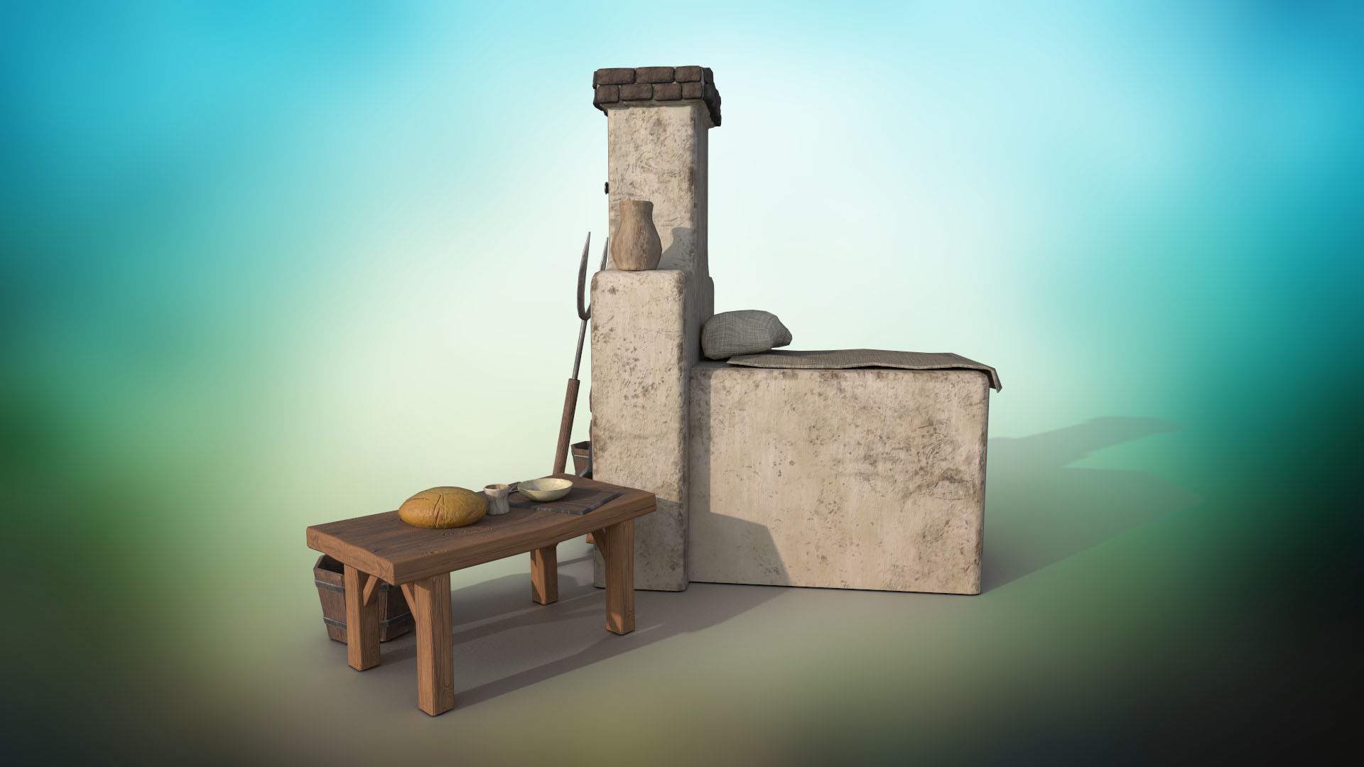 Stiltized baking oven PBR low-poly game ready Low-poly 3D model_4