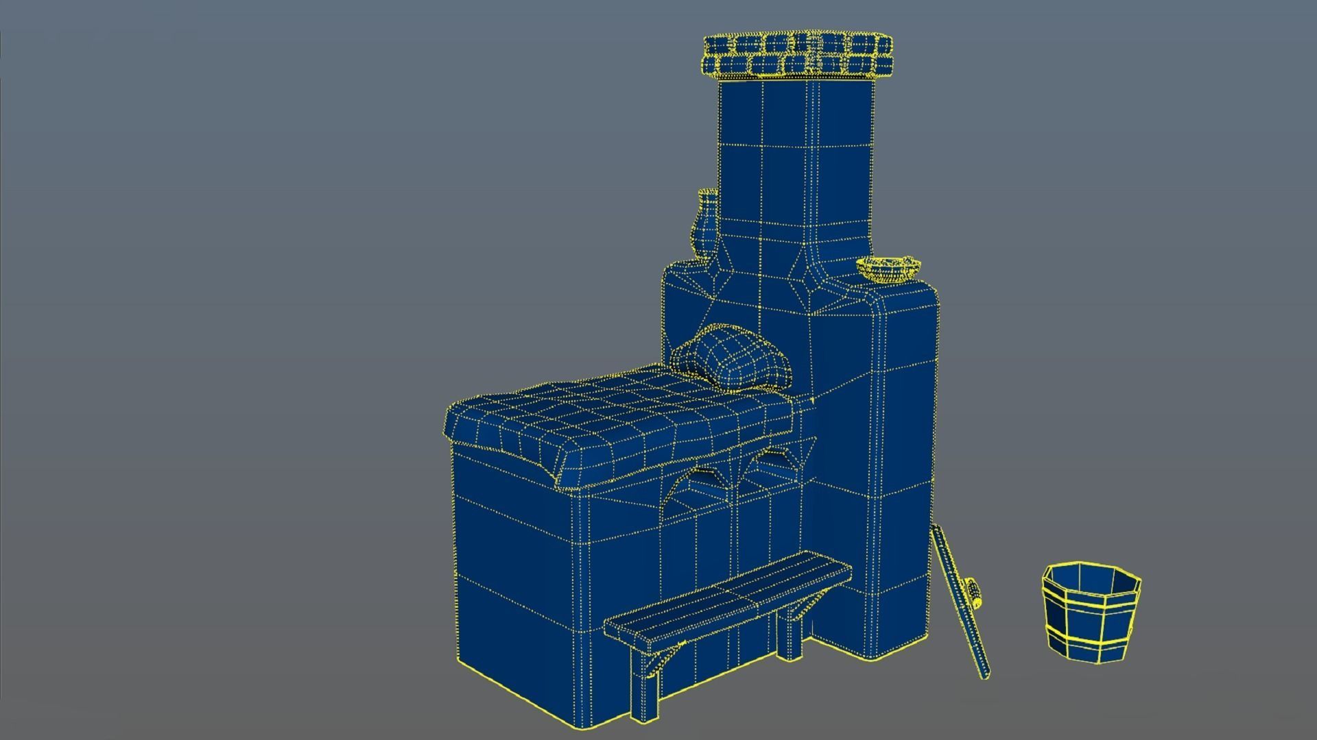 Stiltized baking oven PBR low-poly game ready Low-poly 3D model_7