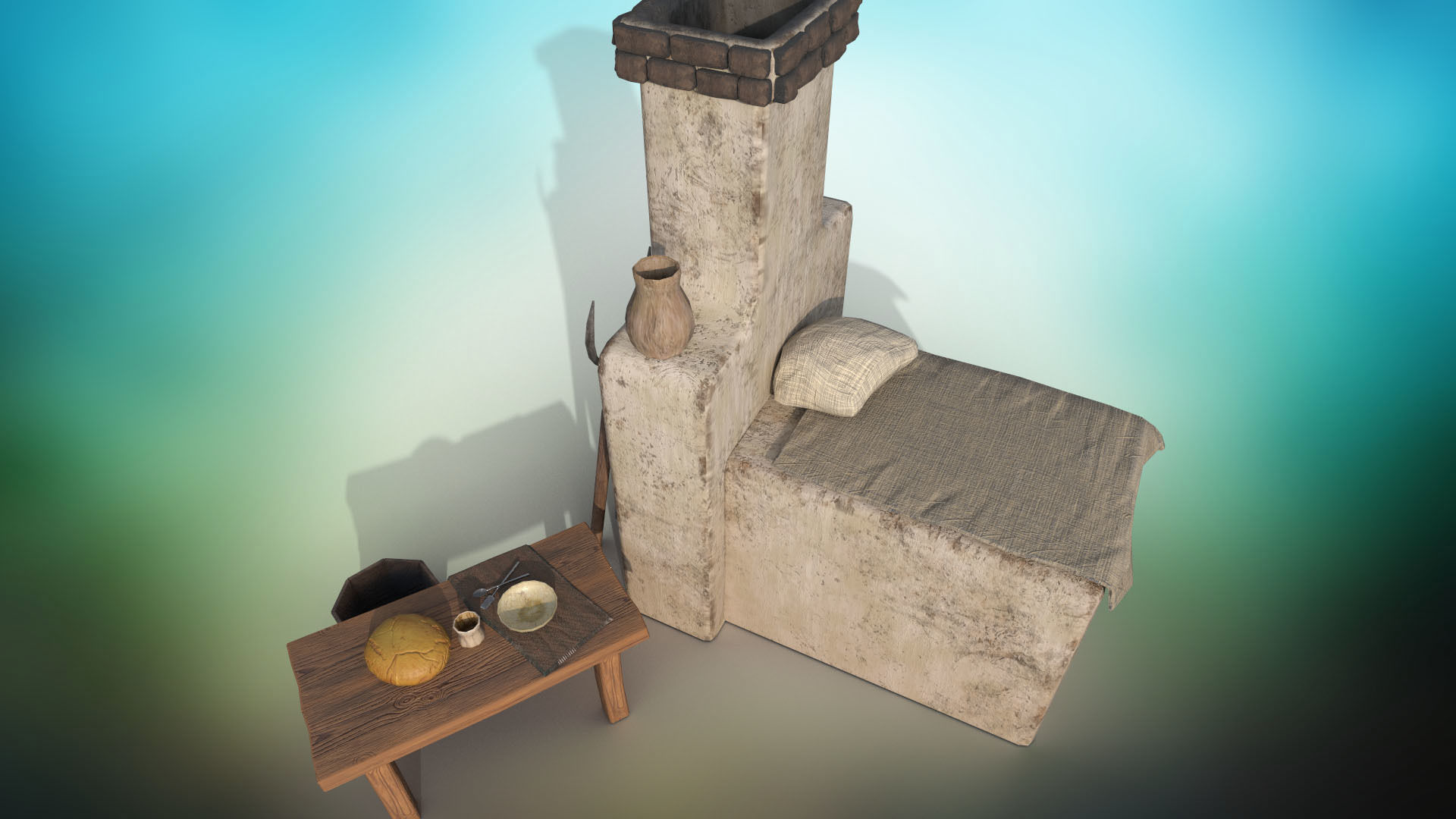 Stiltized baking oven PBR low-poly game ready Low-poly 3D model_5