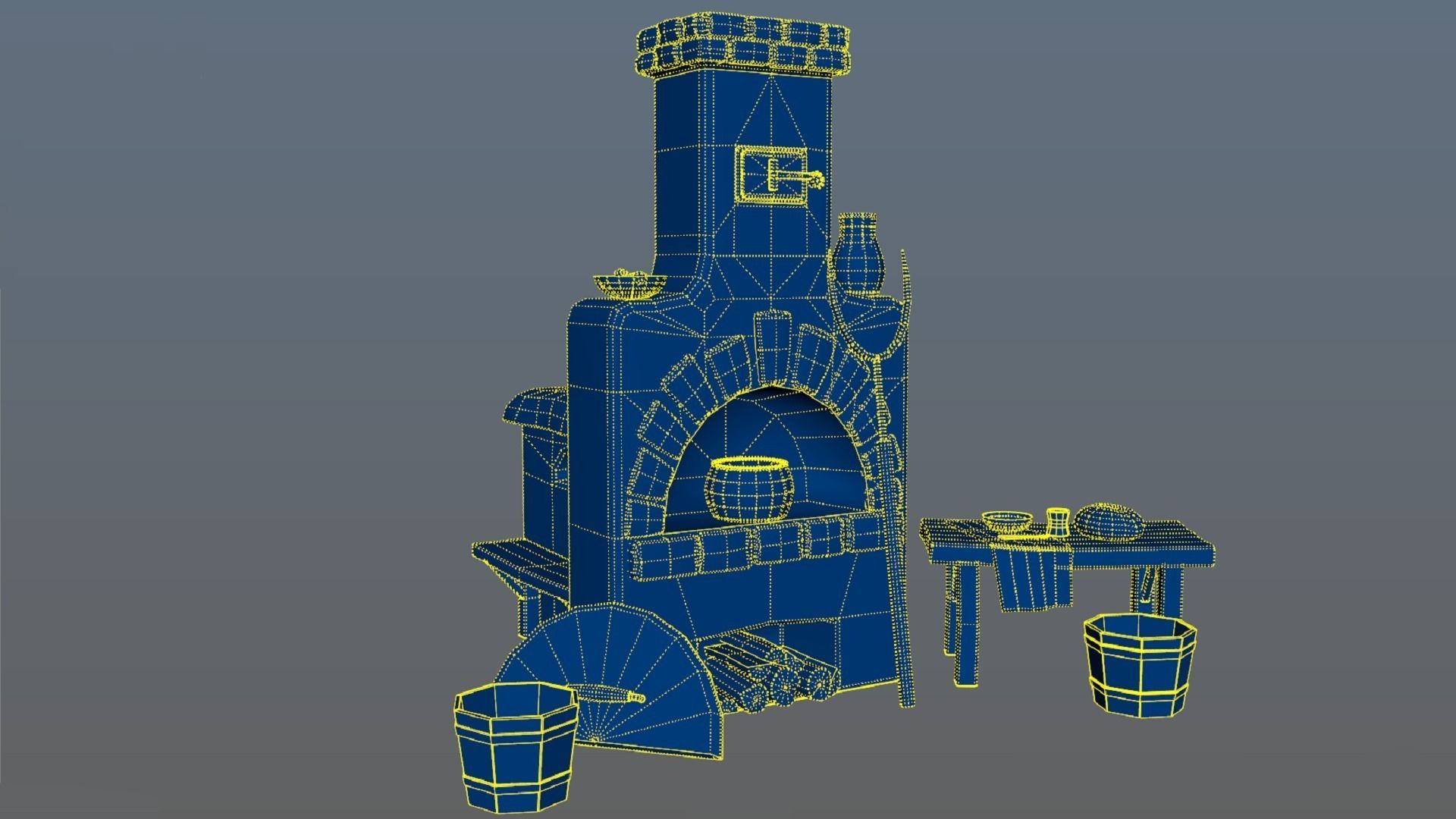 Stiltized baking oven PBR low-poly game ready Low-poly 3D model_6