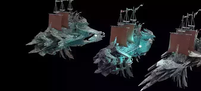 Silver Drake Airship Military vessel 3 designs  3D model