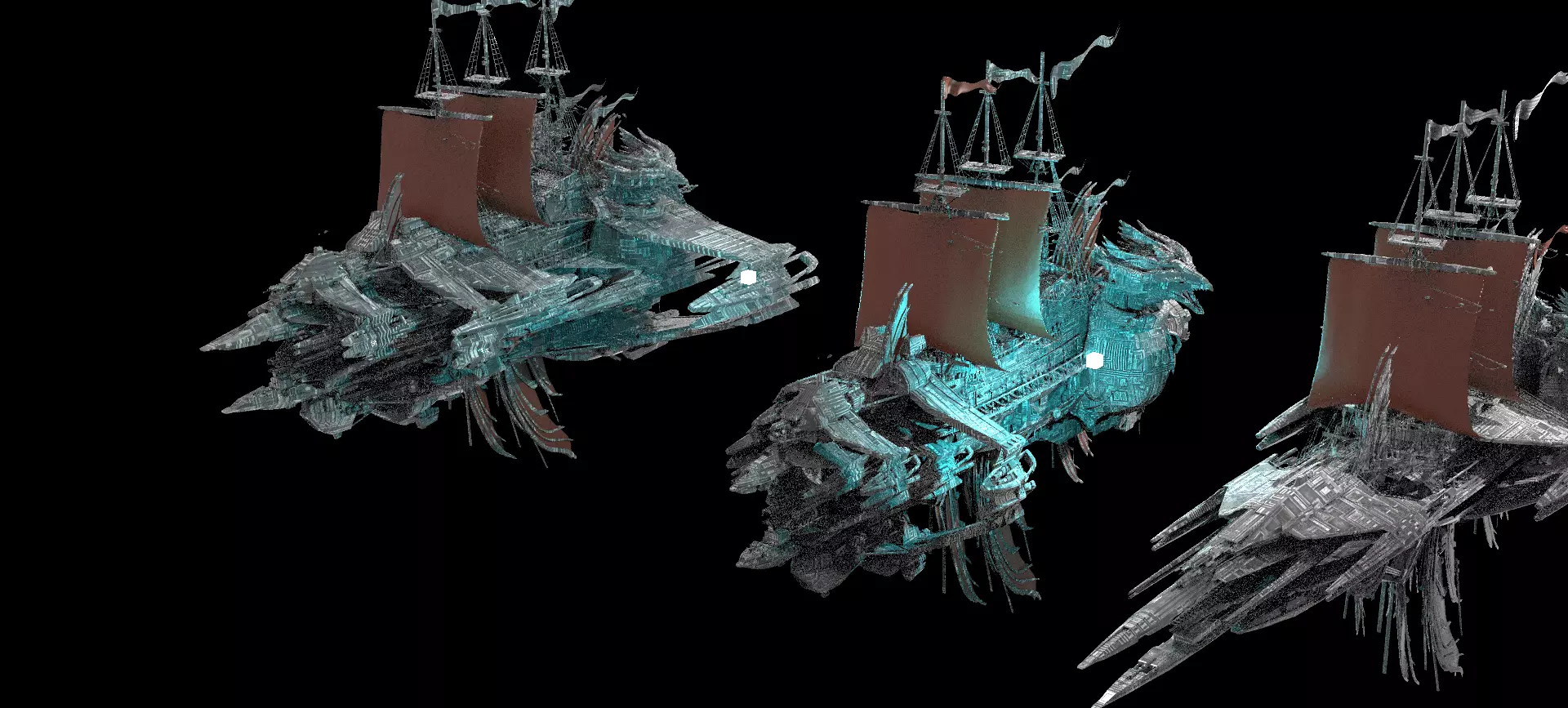 Silver Drake Airship Military vessel 3 designs  3D model_0