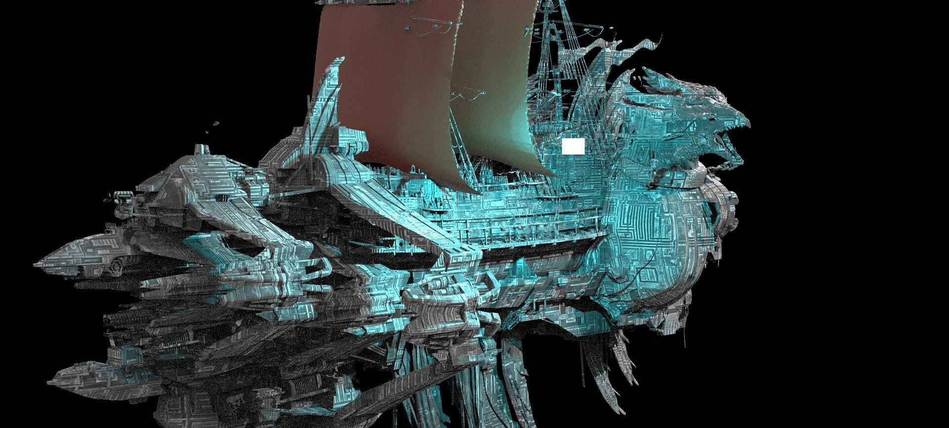 Silver Drake Airship Military vessel 4 designs  3D model_6