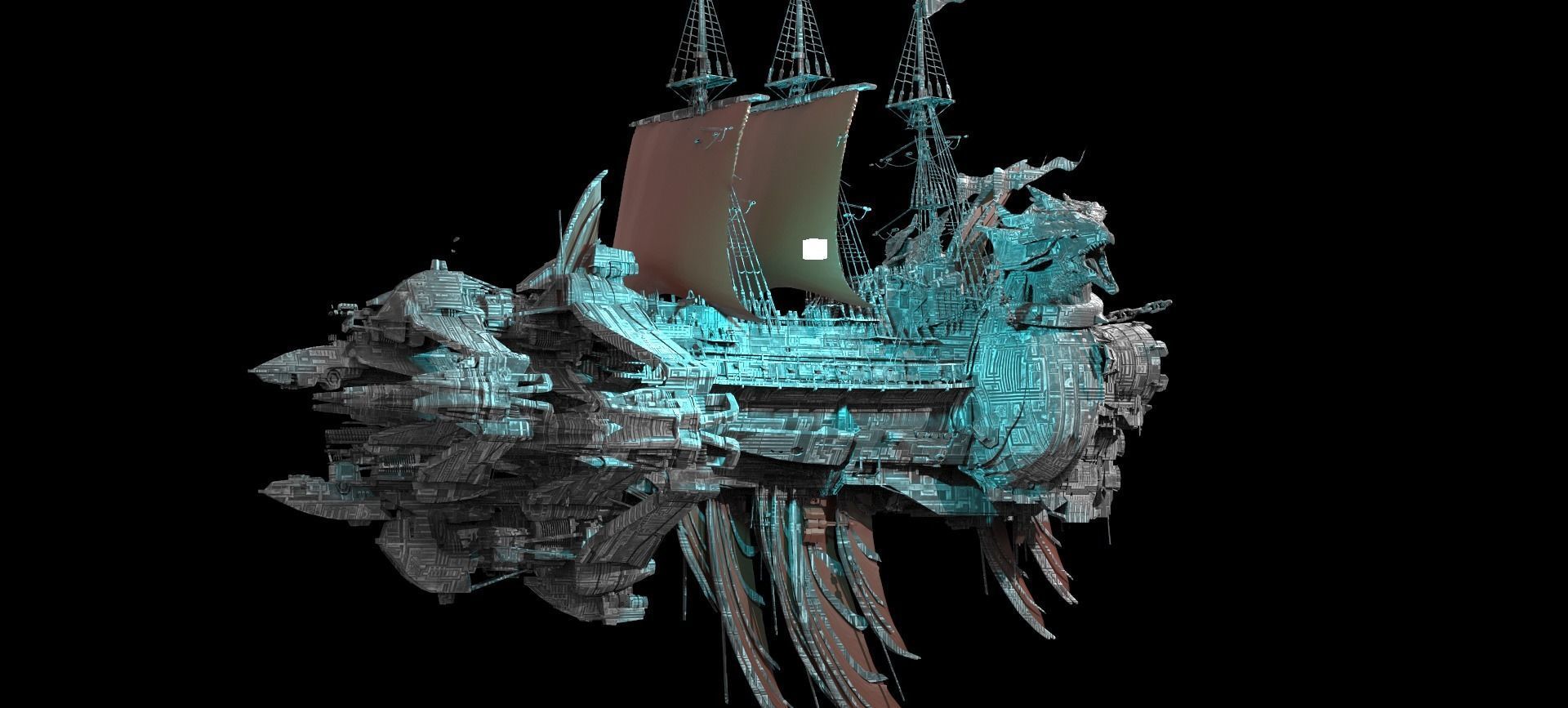 Silver Drake Airship Military vessel 4 designs  3D model_1