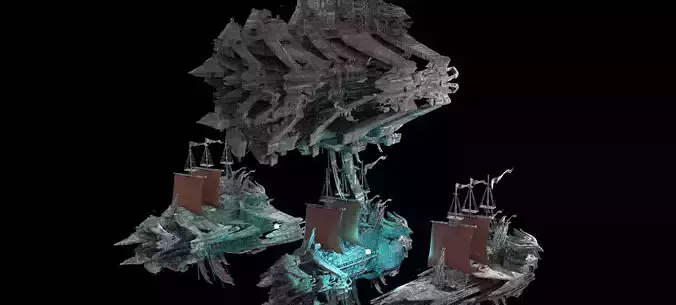 Silver Drake Airship Military vessel 4 designs  3D model