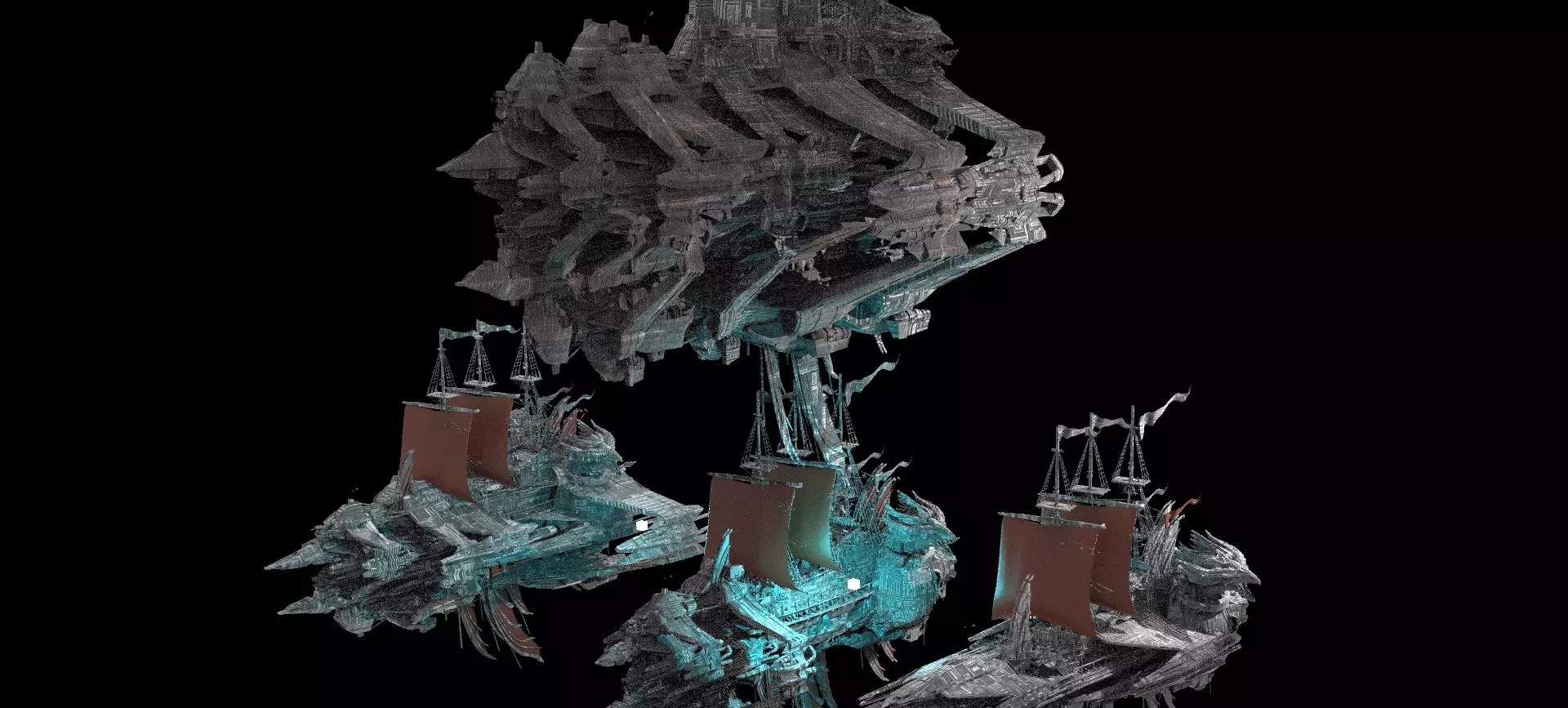 Silver Drake Airship Military vessel 4 designs  3D model_0