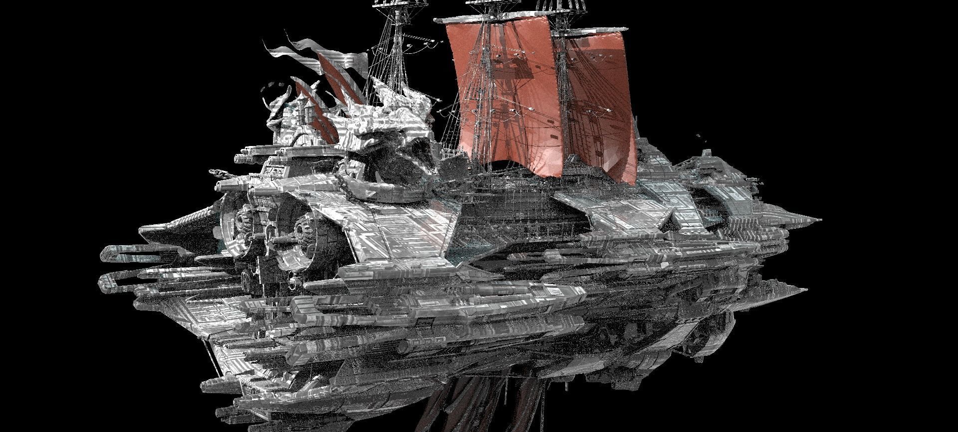 Silver Drake Airship Military vessel 4 designs  3D model_2